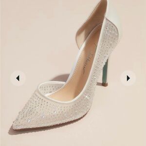 Betsey Johnson White Crystal Embellished Heels